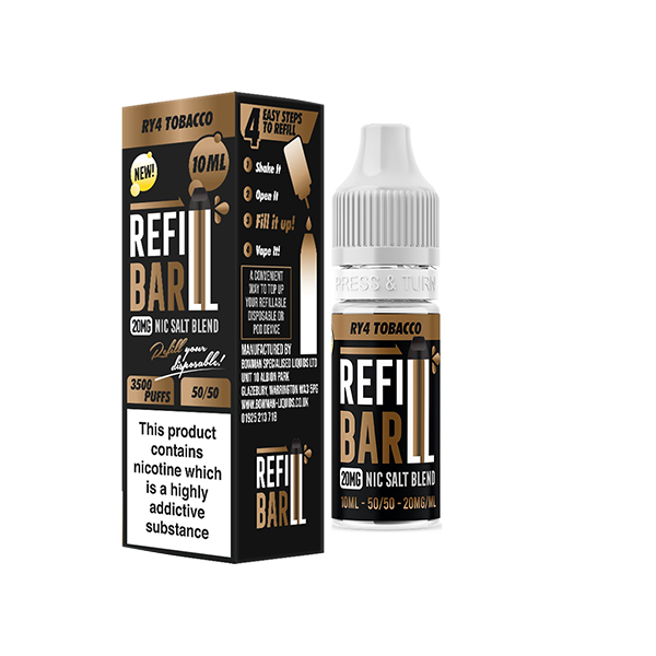 Refill Bar Salts 10ml Nic Salts (50VG/50PG) 20mg Pack of 2