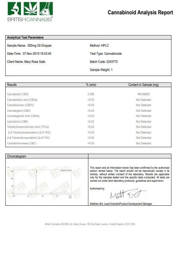 CBD by British Cannabis 500mg CBD Cannabis Oil Drops 10ml