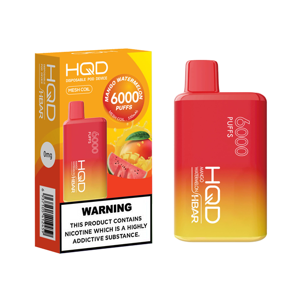 HQD HBAR Disposable Vape Device 6000 Puffs | Nicotine Free